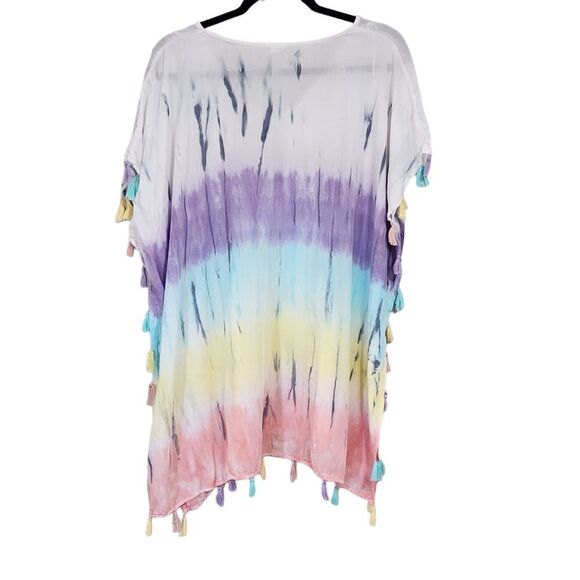 Surf Gypsy multicolor color block tie dye swimsuit coverup Sz M - Picture 2 of 4